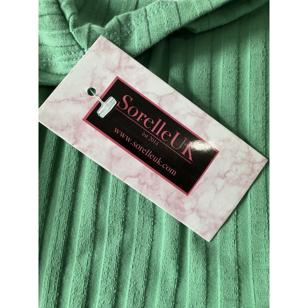 Sorelle UK 3 Piece Ribbed Set Green Crop Top Cardigan Pants Set S NWT - Picture 9 of 11